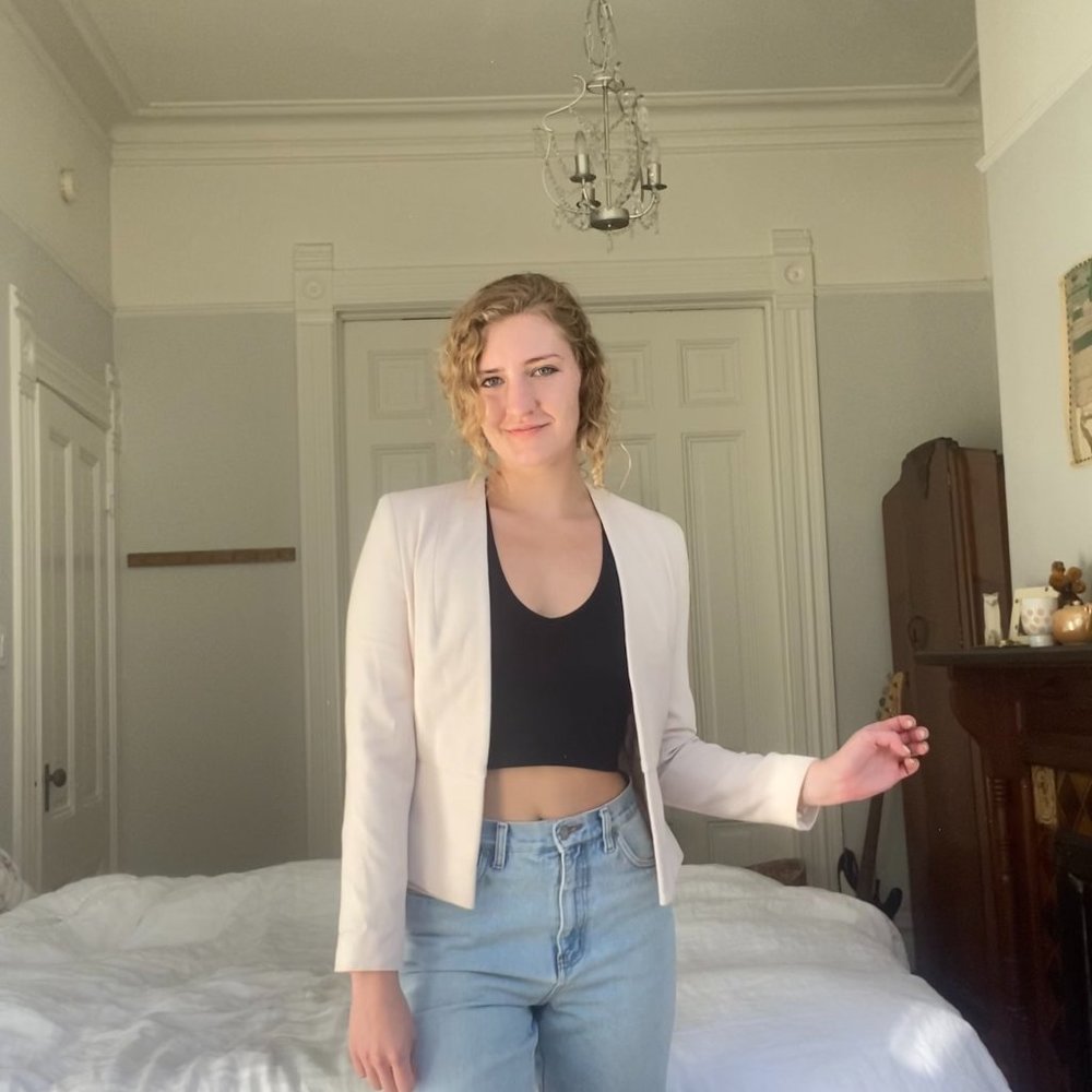 Topshop Light Pink Collarless Blazer, Size 4